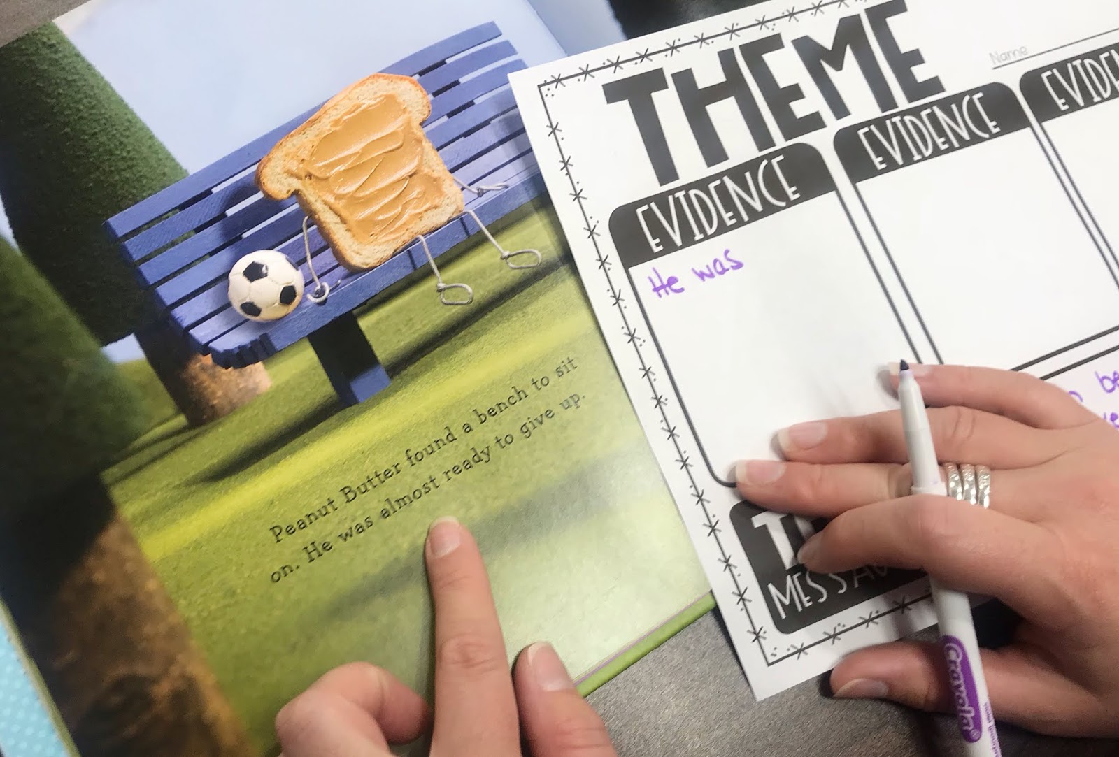Mentor Text with Graphic Organizer with text "Theme"