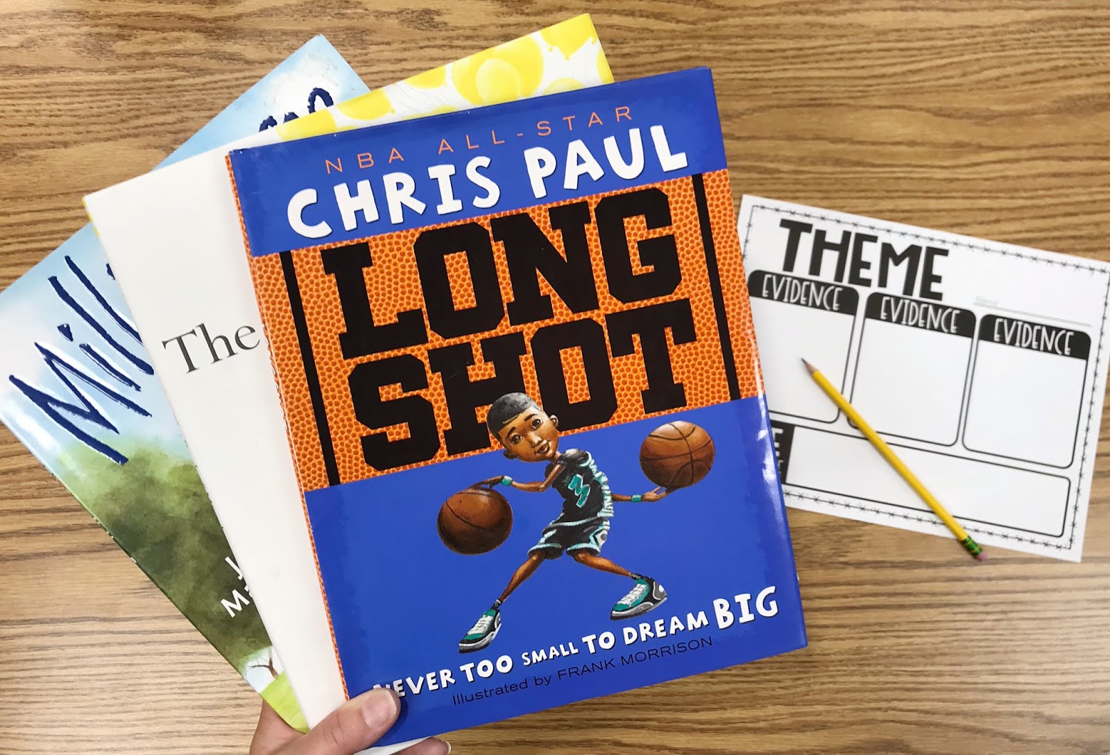 Three Mentor Texts with Graphic Organizer with Text "Theme"
